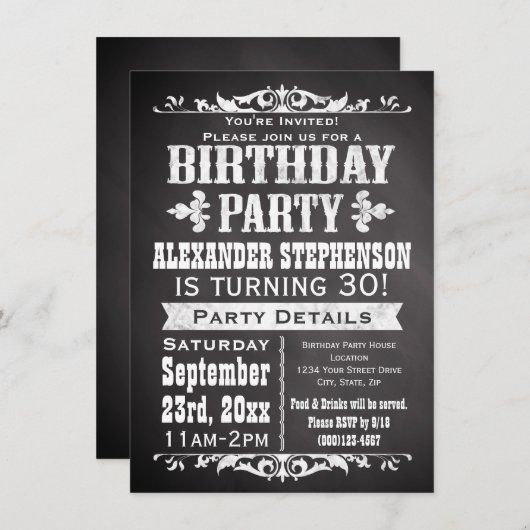 Aangepaste leisteen krijtbord verjaardagsfeestje kaart (Voorkant / Achterkant)