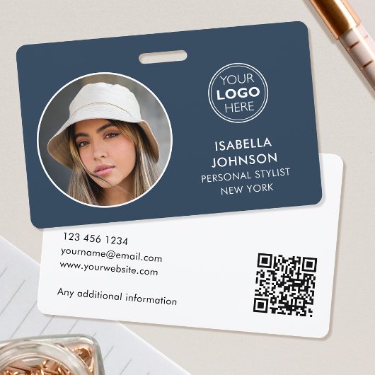 Aangepaste leisteenblauwe ID-badge moderne ronde f Badge