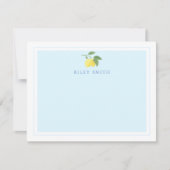 Aangepaste Lemon Blue Background Flat Note Kaart Notitiekaartje (Voorkant)