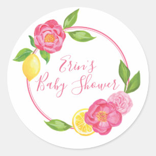 Aangepaste lemon Floral Hartelijk dank voor tag-st Ronde Sticker