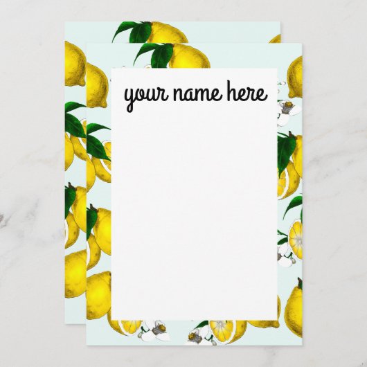 Aangepaste Lemon-notities Bedankkaart (Voorkant / Achterkant)