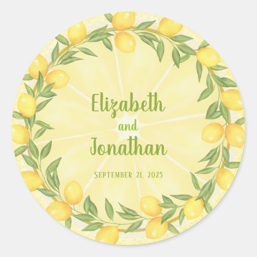 Aangepaste lemon Slice en Wreath Wedding Stickers (Voorkant)