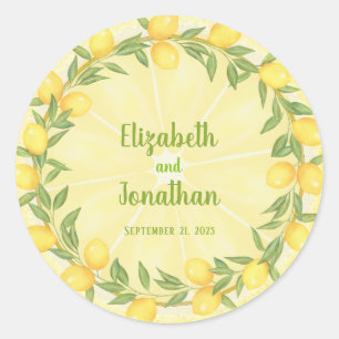 Aangepaste lemon Slice en Wreath Wedding Stickers