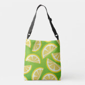 Aangepaste Lemon Slicten op Linggroene achtergrond Crossbody Tas (Achterkant)