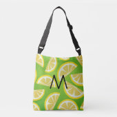 Aangepaste Lemon Slicten op Linggroene achtergrond Crossbody Tas (Voorkant)