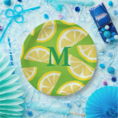 Aangepaste Lemon Slicten op Linggroene achtergrond Papieren Bordje (Feest)