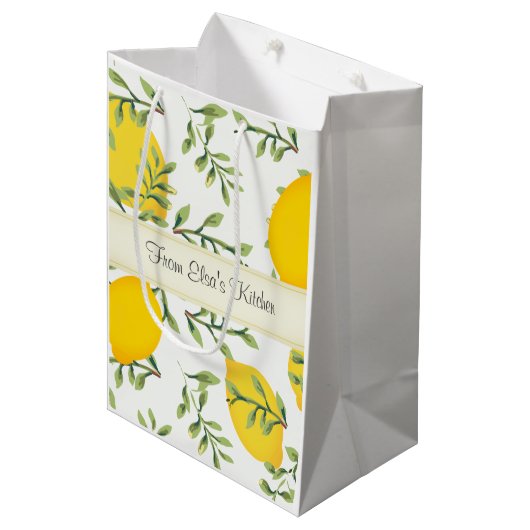Aangepaste Lemon Tree Food Gift Bag Medium Cadeauzakje (Voorkant Gekanteld)