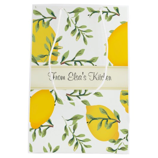 Aangepaste Lemon Tree Food Gift Bag Medium Cadeauzakje (Achterkant)