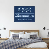 Aangepaste lengte- en breedtegraad familienaam thu canvas afdruk (Insitu (Slaapkamer))