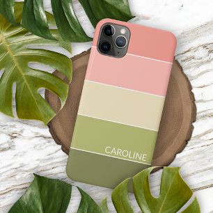 Aangepaste lente-koraalrode blush roze kunststrepe iPhone 16 pro max hoesje