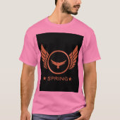 Aangepaste lente tekst naam met gouden adelaar vle t-shirt (Voorkant)