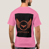 Aangepaste lente tekst naam met gouden adelaar vle t-shirt (Achterkant)