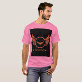 Aangepaste lente tekst naam met gouden adelaar vle t-shirt (Voorkant volledig)