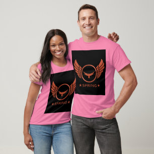 Aangepaste lente tekst naam met gouden adelaar vle t-shirt