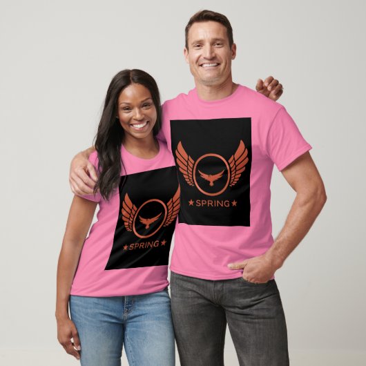 Aangepaste lente tekst naam met gouden adelaar vle t-shirt (Unisex)