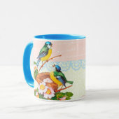 Aangepaste lente-vogelparennesten mok (Voorkant links)