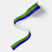 Aangepaste Lentegroen en Donkerblauw Satijnen Lint (Achterkant)