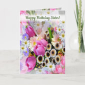 Aangepaste lentevloer Bouquet zuster Birthday Kaart (Voorkant)