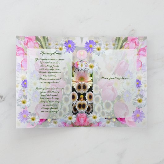 Aangepaste lentevloer Bouquet zuster Birthday Kaart (Binnen)