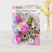 Aangepaste lentevloer Bouquet zuster Birthday Kaart (Gele Bloem)