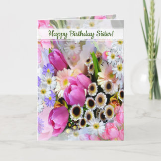 Aangepaste lentevloer Bouquet zuster Birthday Kaart