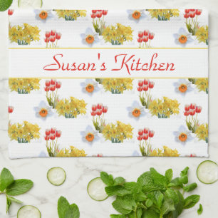 Aangepaste lentevloervloeren Floral Kitchen Towele Theedoek