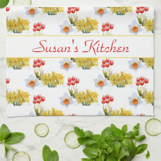 Aangepaste lentevloervloeren Floral Kitchen Towele Theedoek (Gevouwen)