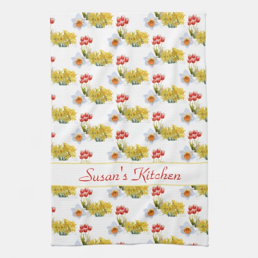Aangepaste lentevloervloeren Floral Kitchen Towele Theedoek (Verticaal)