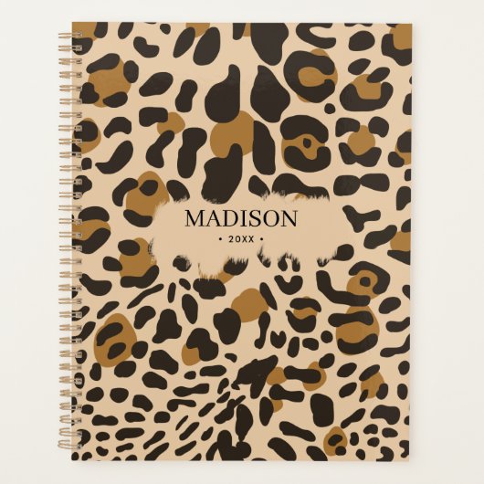 Aangepaste Leopard Animal Print Pattern-agenda Planner (Voorkant)