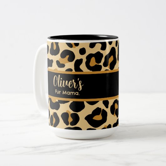 Aangepaste Leopard Classic Modern Print Moederdag Tweekleurige Koffiemok (Voorkant links)