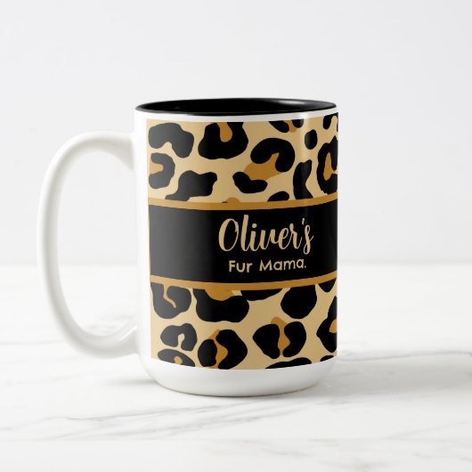 Aangepaste Leopard Classic Modern Print Moederdag Tweekleurige Koffiemok (Links)