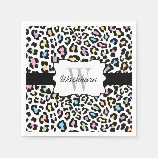 Aangepaste Leopard Multi Kleuren Cocktail servet (Voorkant)
