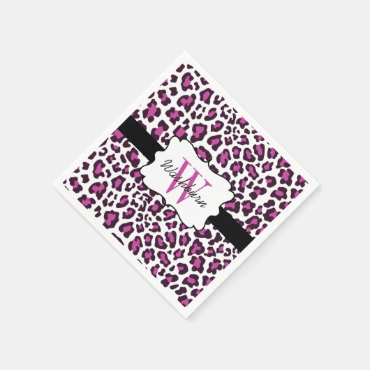 Aangepaste Leopard Paarse Zwarte Witte Cocktail Se Servetten (Hoek)