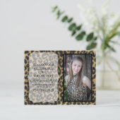 Aangepaste Leopard Print Foto Graduation Party Uitnodiging Briefkaart (Staand voorkant)