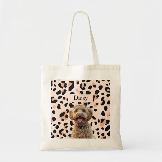Aangepaste Leopard Print Hond Foto Tote Bag (Voorkant)