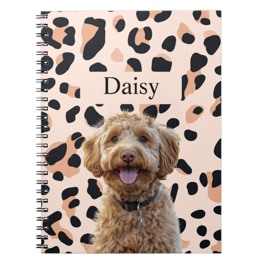 Aangepaste Leopard Print Hond Foto's Notitieboek (Voorkant)