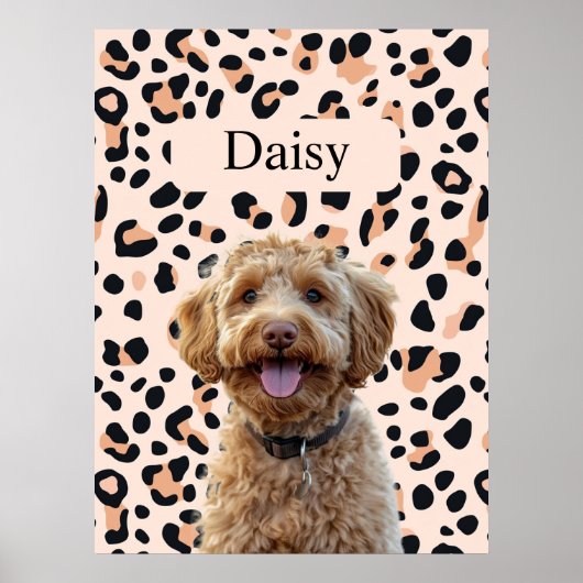 Aangepaste Leopard Print Hondenfoto met naam (Voorkant)