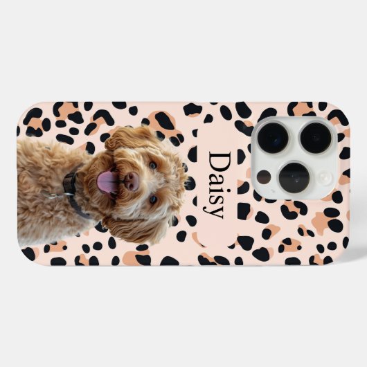 Aangepaste Leopard Print Hondenfoto met naam Case-Mate iPhone Case (Achterkant (horizontaal))