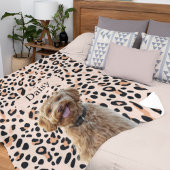 Aangepaste Leopard Print Hondenfoto met naam Fleece Deken