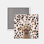Aangepaste Leopard Print Hondenfoto met naam Magneet (Voorkant / Achterkant)
