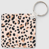 Aangepaste Leopard Print Hondenfoto met naam Sleutelhanger (Achterkant)