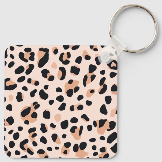 Aangepaste Leopard Print Hondenfoto met naam Sleutelhanger (Achterkant)