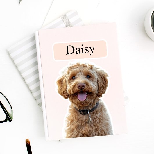 Aangepaste Leopard Print Hondenfoto met naam Sticker