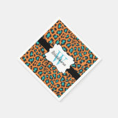 Aangepaste Leopard Sinaasappel Zwart Aqua Cocktail Servet (Hoek)