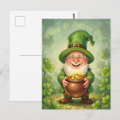 Aangepaste Leprechaun Kabouter Gelukkig St. Patric Briefkaart (Voorkant / Achterkant)