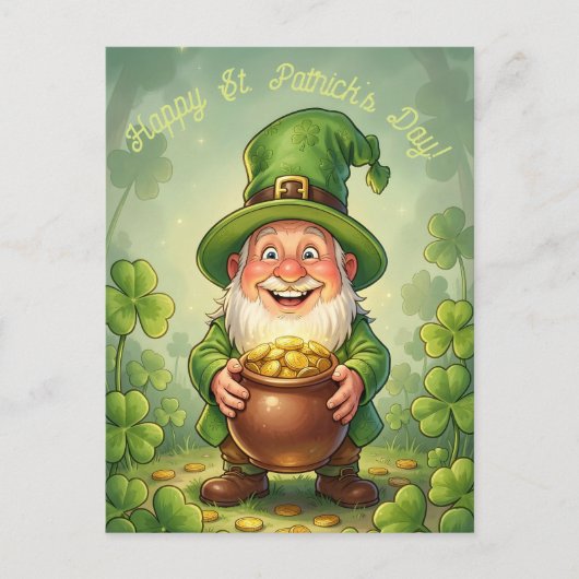 Aangepaste Leprechaun Kabouter Gelukkig St. Patric Briefkaart (Voorkant)