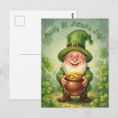 Aangepaste Leprechaun Kabouter Gelukkig St. Patric Briefkaart (Voorkant / Achterkant)