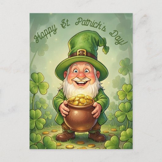 Aangepaste Leprechaun Kabouter Gelukkig St. Patric Briefkaart (Voorkant)