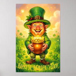 Aangepaste Leprechaun Kabouter Gelukkig St. Patric Poster