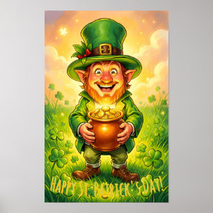 Aangepaste Leprechaun Kabouter Gelukkig St. Patric Poster